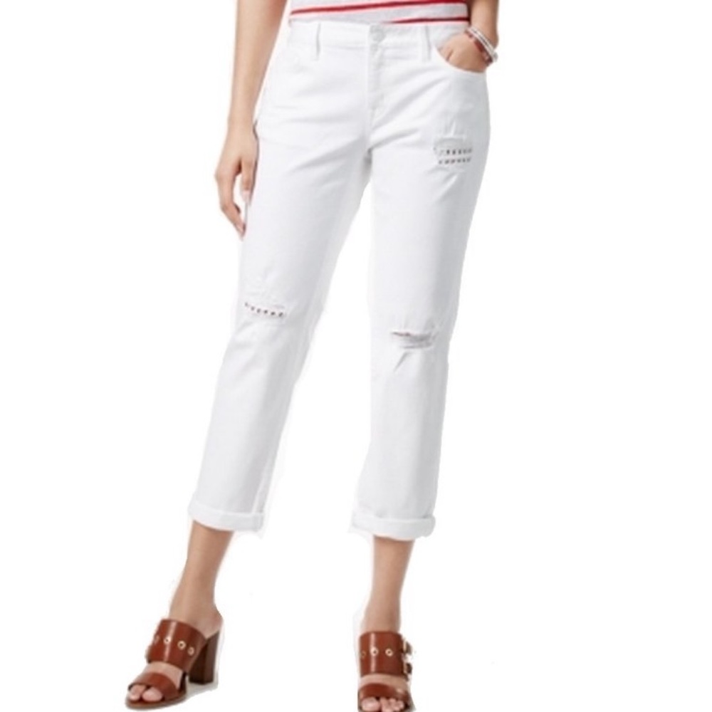 Tommy Hilfiger White Women's Boyfriend Ripped Jeans